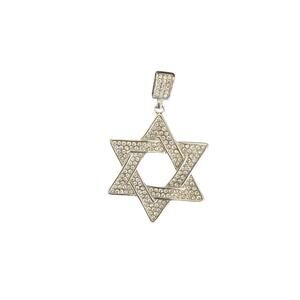 STAR OF DAVID SILVER PLATED AND CRYSTAL LARGE CHARM PENDANT